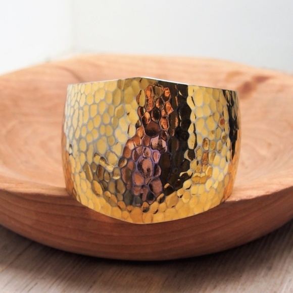 Vintage Jewelry - Hammered Domed Brass Bracelet! Mix/Match 3/$15!